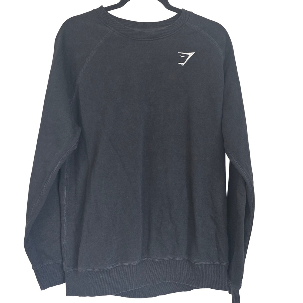 Gymshark Black Crewneck Sweatshirt Raglan‎ Sleeve Logo Size L